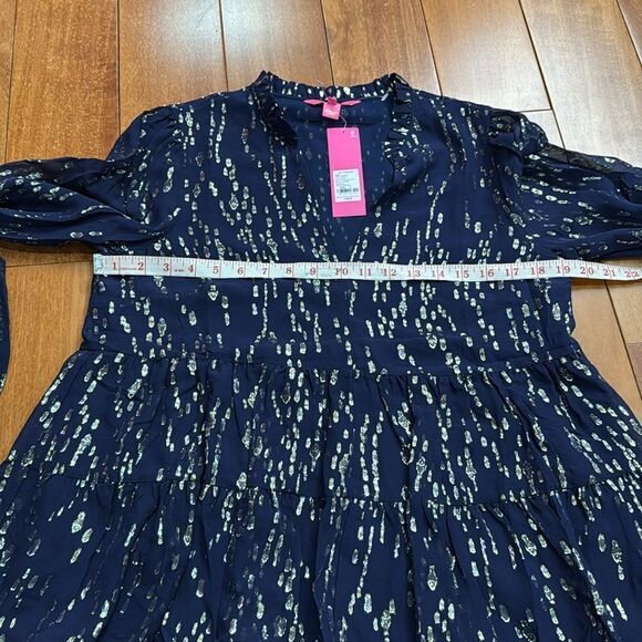 NWT Lilly Pulitzer Women's Sarita Long Sleeve Silk Metallic Baby Doll size 6 - Picture 7 of 8